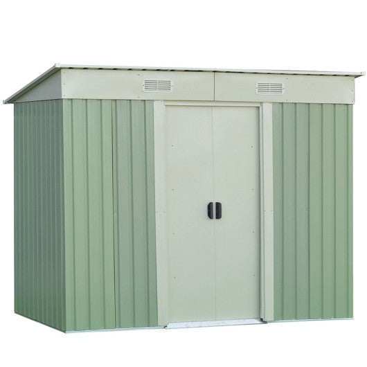 4 x 8FT Outdoor Garden Storage Shed Tool House-Light Green