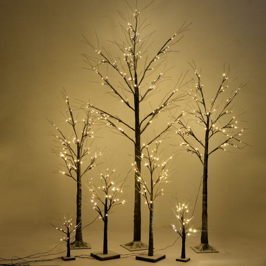 Christmas Xmas Brown Birch Snow Tree LED Light Warm Decorative Festival Party-1.5FT 18LED