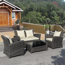 Load image into Gallery viewer, 4 pcs Wicker Rattan Patio Sofa Cushioned Set
