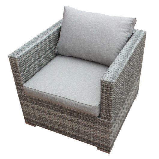 Patio Combination Cushioned PE Wicker Sofa Furniture Set-A