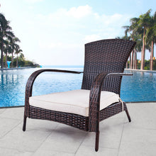 Load image into Gallery viewer, Outdoor Wicker Rattan Porch Deck Adirondack Chair w/ Cushion
