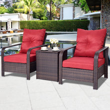 Load image into Gallery viewer, 3 pcs Patio Bistro Rattan Wicker Storage Furniture Set with Cushion
