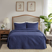 Load image into Gallery viewer, Madison Park Quebec 100% Polyester Fitted Bedspread - Queen - Navy MP13-6480 By Olliix
