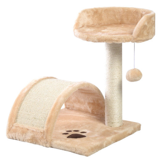 18-Inch Deluxe Cat Tree Level Condo Furniture Scratching Post Kittens Pet Play Beige-Navy