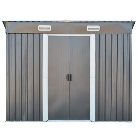 4 x 8FT Outdoor Garden Storage Shed Tool House-Gray