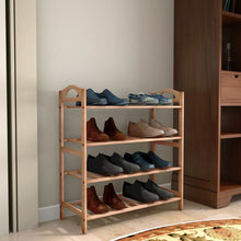 Load image into Gallery viewer, 4 Tier Bamboo Shoe Shelf Storage Organizer
