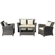 Load image into Gallery viewer, 4 pcs Wicker Rattan Patio Sofa Cushioned Set
