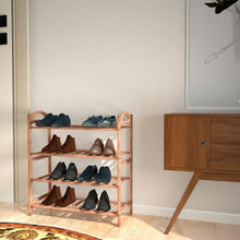 Load image into Gallery viewer, 4 Tier Bamboo Shoe Shelf Storage Organizer

