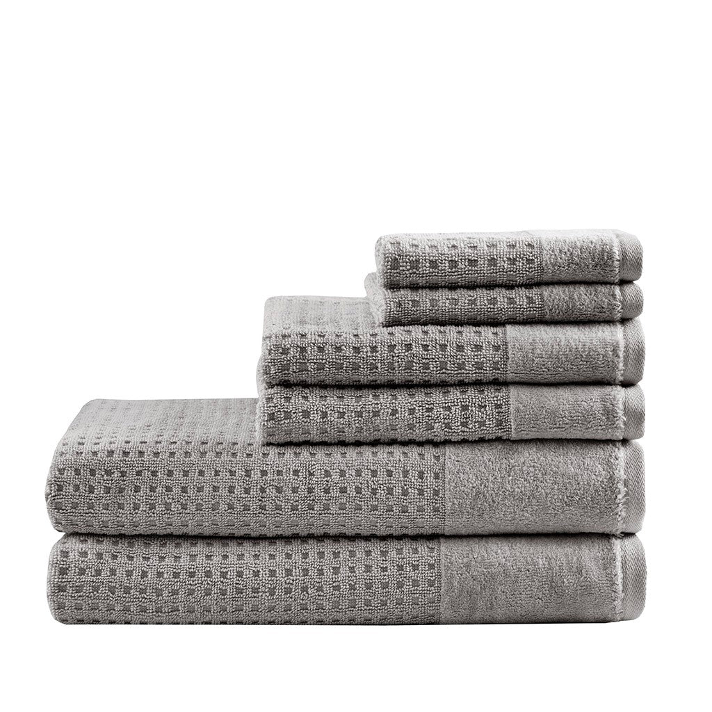 6 Piece Spa Waffle Cotton Jacquard Towels Set MP73-7179 By Olliix