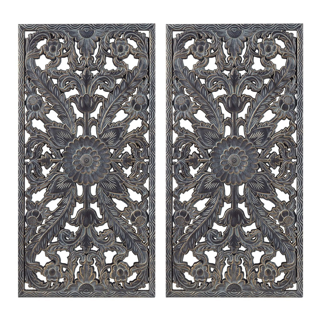 Botanical Panel Carved Wall 2 Piece Set - MP95B-0264