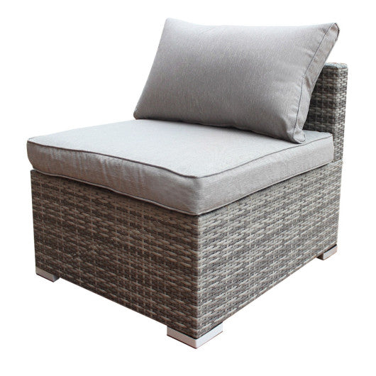 Patio Combination Cushioned PE Wicker Sofa Furniture Set-C