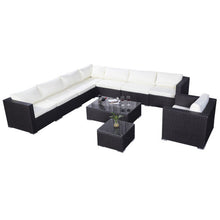Load image into Gallery viewer, 10 pcs Outdoor Wicker Rattan Cushioned Patio Sofa
