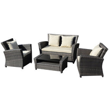 Load image into Gallery viewer, 4 pcs Wicker Rattan Patio Sofa Cushioned Set
