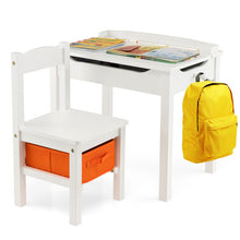 Load image into Gallery viewer, Wood Activity Kids Table and Chair Set with Storage Space-White

