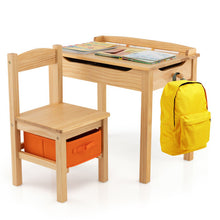 Load image into Gallery viewer, Wood Activity Kids Table and Chair Set with Storage Space-Natrual
