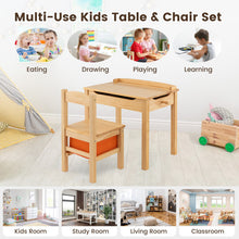 Load image into Gallery viewer, Wood Activity Kids Table and Chair Set with Storage Space-Natrual
