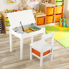 Load image into Gallery viewer, Wood Activity Kids Table and Chair Set with Storage Space-White
