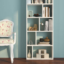 Load image into Gallery viewer, 66 Inch Tall 5 Tiers Wood Bookshelf with 10 Open Compartments-White
