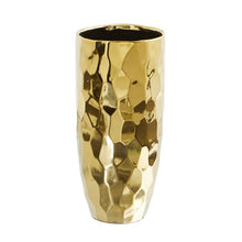 Load image into Gallery viewer, 10&quot; Designer Gold Cylinder Vase

