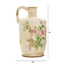Load image into Gallery viewer, 10&quot; Tuscan Ceramic Floral Print Pitcher
