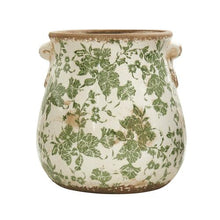 Load image into Gallery viewer, 10&quot; Tuscan Ceramic Green Scroll Planter
