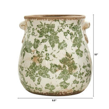 Load image into Gallery viewer, 10&quot; Tuscan Ceramic Green Scroll Planter
