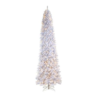 11'Slim White Artificial Christmas Tree with 950 Warm White LED Lights and 2836 Bendable Branches