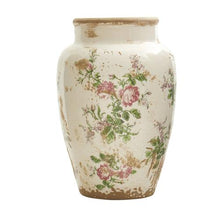 Load image into Gallery viewer, 12.5&quot; Tuscan Ceramic Floral Print Vase
