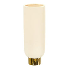 Load image into Gallery viewer, 12.75&quot; Elegance Ceramic Cylinder Vase with Gold Accents

