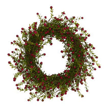 Load image into Gallery viewer, 16&quot; Boxwood and Berries Artificial Wreath
