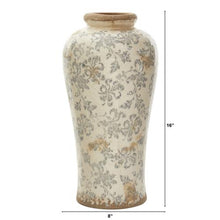 Load image into Gallery viewer, 16&quot; Tuscan Ceramic Floral Scroll Urn Vase
