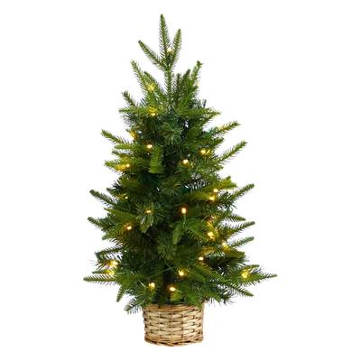 2'Artificial Christmas Tree with 35 Clear LED Lights in Decorative Basket