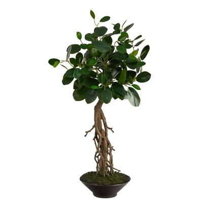 2'Ficus Bonsai Artificial Tree in Decorative Planter