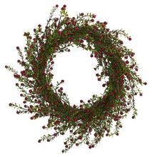 Load image into Gallery viewer, 20&quot; Boxwood and Berries Artificial Wreath
