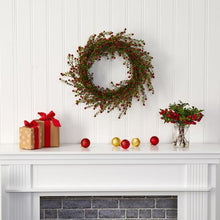 Load image into Gallery viewer, 20&quot; Boxwood and Berries Artificial Wreath

