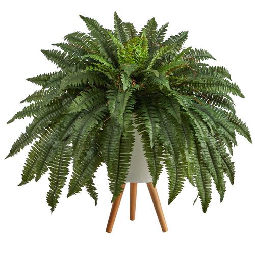 2.5'Boston Fern Artificial Plant in White Planter with Legs