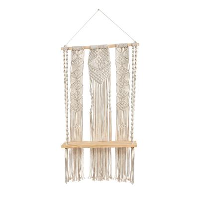 2.5'x 1.5'Layered Macrame Wall Hanging with Wooden Shelf