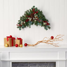 Load image into Gallery viewer, 28&quot; Eucalyptus and Pine Artificial Swag with Berries and Pine Cones
