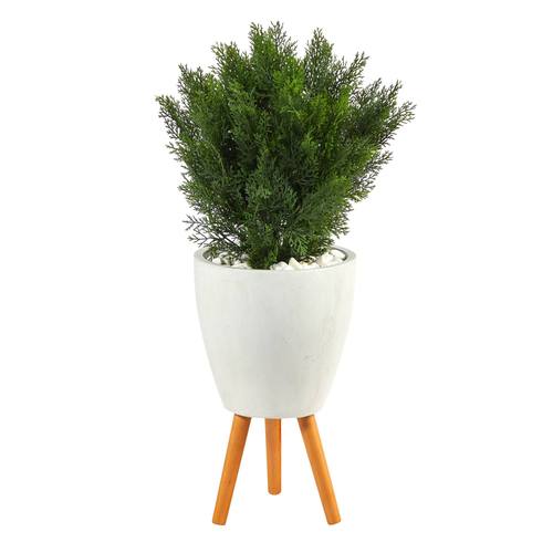 3'Cedar Artificial Tree in White Planter with Stand (Indoor/Outdoor)