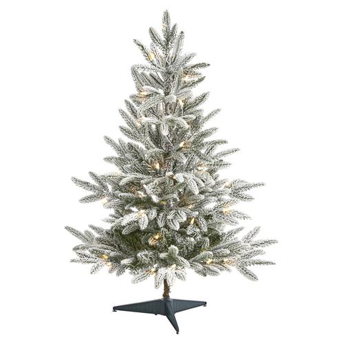 3'Flocked Manchester Spruce Artificial Christmas Tree with 50 Lights and 133 Bendable Branches