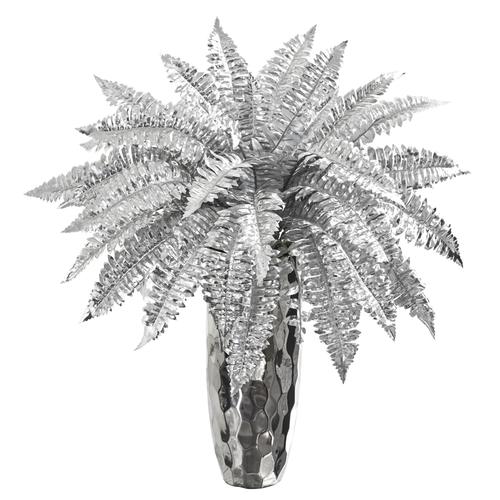 3'Metallic Silver Boston Fern Artificial Plant in Silver Planter