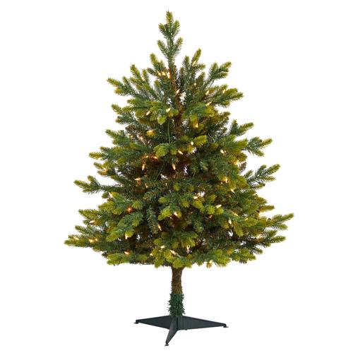 3'North Carolina Fir Artificial Christmas Tree with 150 Clear Lights and 563 Bendable Branches