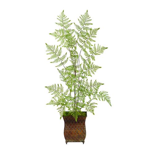 3'Ruffle Fern Artificial Tree in Metal Planter