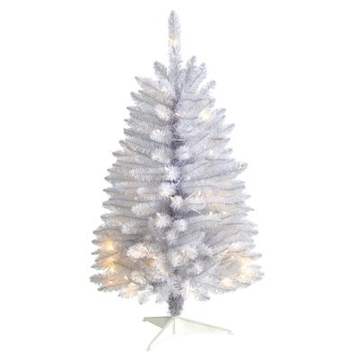 3'Slim White Artificial Christmas Tree with 50 Warm White LED Lights and 161 Bendable Branches