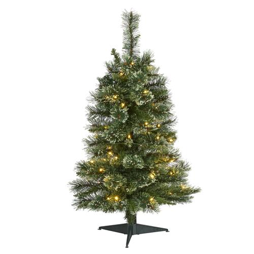3'Wisconsin Slim Snow Tip Pine Artificial Christmas Tree with 50 Clear LED Lights