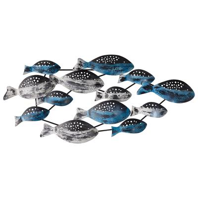 3'x 1.5'Coastal Fish Metal Wall Art Decor