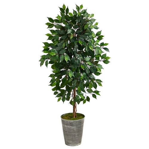 3.5'Ficus Artificial Tree in Decorative Tin Planter