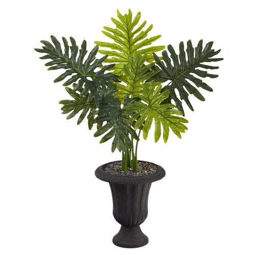 3.5'Philodendron Artificial Plant in Charcoal Urn (Real Touch)