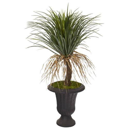 3.5'Pony Tail Palm Artificial Plant in Decorative Brown Urn