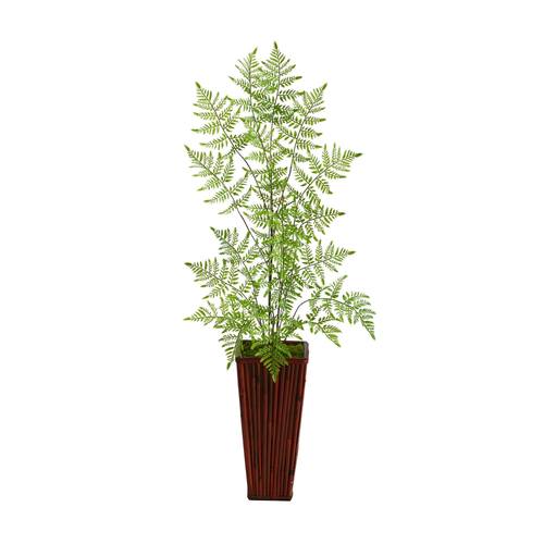 3.5'Ruffle Fern Artificial Tree in Bamboo Planter